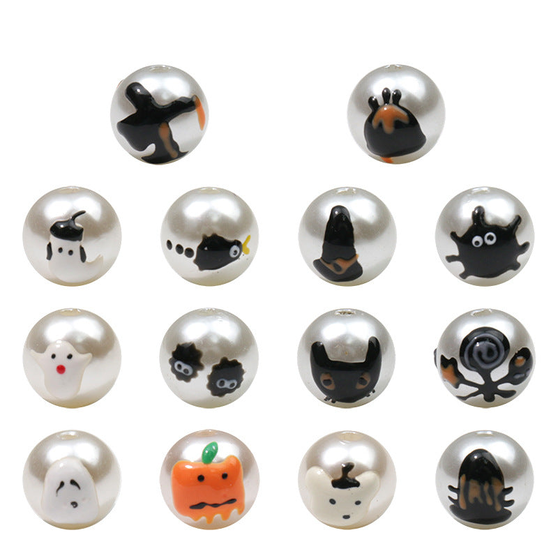 Wholesale Halloween Hand Painted Imitation Pearl ABS String Beads